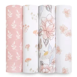 organic cotton muslin swaddle blanket 4 pack