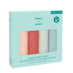 organic cotton muslin swaddle blanket 4 pack
