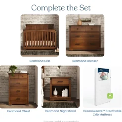 Redmond Full Panel 4-in-1 Convertible Crib, Coach Cherry