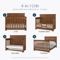 Redmond Full Panel 4-in-1 Convertible Crib, Coach Cherry