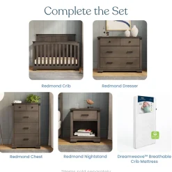 Redmond Full Panel 4-in-1 Convertible Crib, Dapper Gray