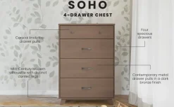 Soho 4 Drawer Chest, Dusty Heather