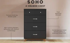 Soho 4 Drawer Chest, Ebony