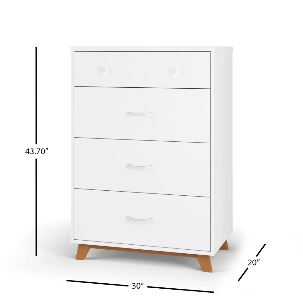 Soho 4 Drawer Chest, White/Natural