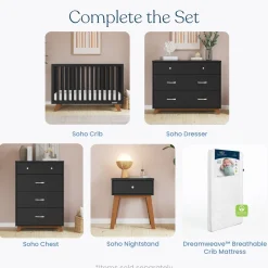 Soho 3-Drawer Dresser, Ebony