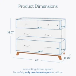 Soho 3-Drawer Dresser, White/Natural