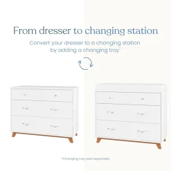 Soho 3-Drawer Dresser, White/Natural