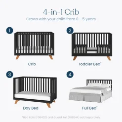 Soho 4-in-1 Convertible Crib, Ebony