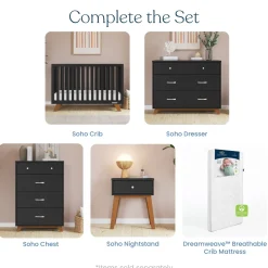 Soho 4-in-1 Convertible Crib, Ebony