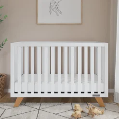Soho 4-in-1 Convertible Crib, White/Natural