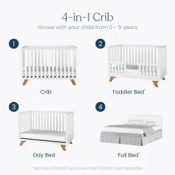 Soho 4-in-1 Convertible Crib, White/Natural