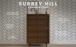 Surrey Hill 5 Drawer Chest, Toasted Chestnut