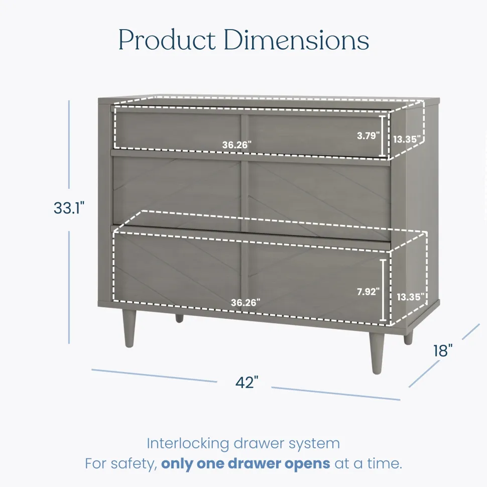 Surrey Hill 3 Drawer Dresser, Lunar Gray