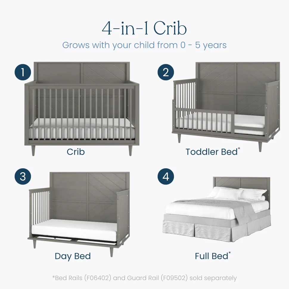 Surrey Hill 4-in-1 Convertible Crib, Lunar Gray
