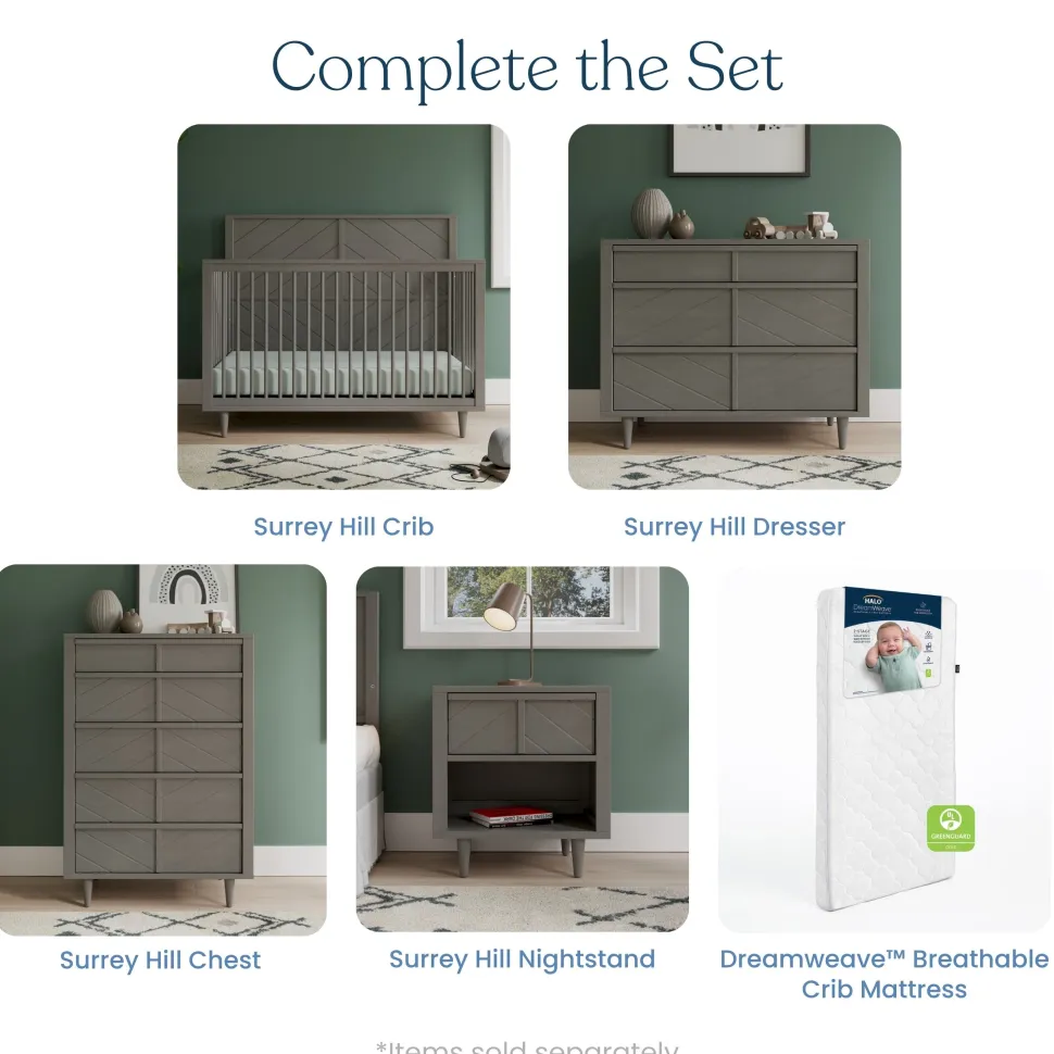 Surrey Hill 4-in-1 Convertible Crib, Lunar Gray