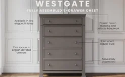 Westgate 5-Drawer Chest, Chelsea Gray