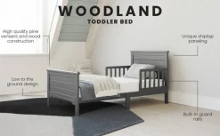Woodland Toddler Bed, Brushed Pebble