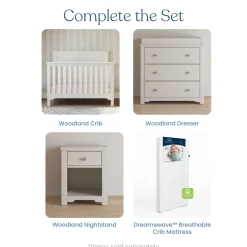 Woodland 4-in-1 Convertible Crib, Brushed Cotton
