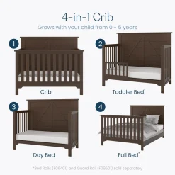 Woodland 4-in-1 Convertible Crib, Brushed Truffle