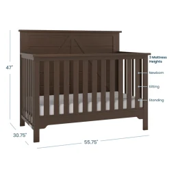 Woodland 4-in-1 Convertible Crib, Brushed Truffle